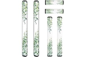 NETILGEN Refrigerator Door Handle Covers Set of 6, Antiskid Protector for Fridge Oven Dishwasher Keep Kitchen Appliance Clean from Smudges, Food Stains, for Home Kitchen Decor, Leaf Green White