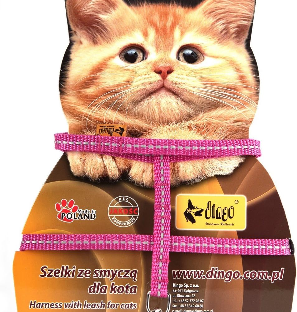 Dingo Reflective Harness with Leash for Cat Safety Made of Fabric Pink 21600