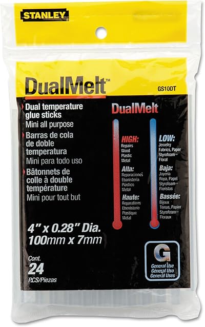 STANLEY Dual Temperature 7 mm Glue Sticks 1-GS10DT Pack of 24 Multi-Color