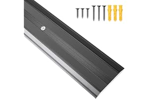 Heneymo Aluminum Door Threshold, 36"L x 2.4"W Metal Floor Transition Strip for Doorways, Threshold Strip for Exterior & Interior Doors Flooring Gaps, Doorway Protector and Decor (Black)