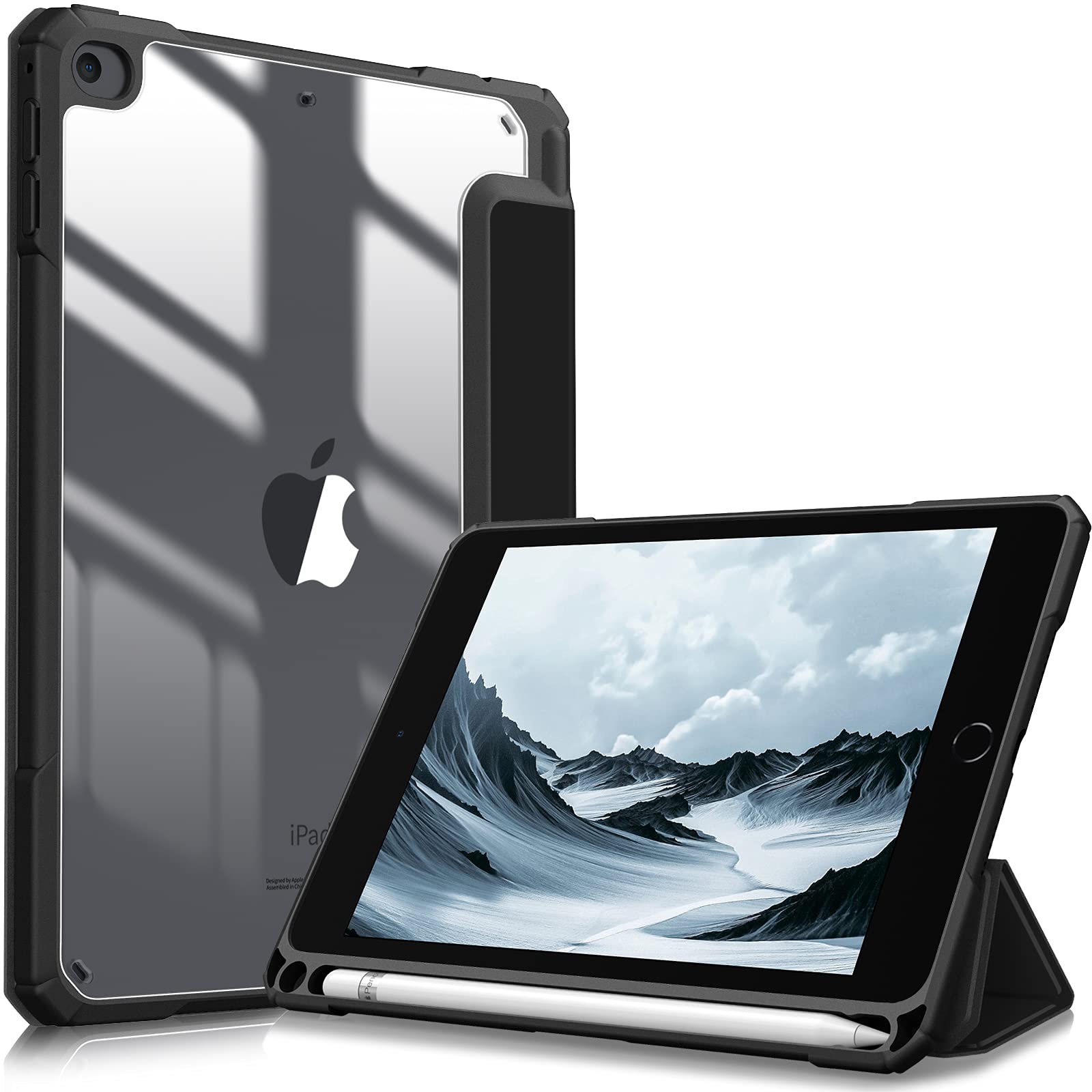 FINTIE Hybrid Case Compatible with iPad Mini 5th Generation (2019) / iPad Mini 4th Generation (2015) 7.9 inch - Slim Shockproof Cover with Clear Back, Auto Wake/Sleep, Black