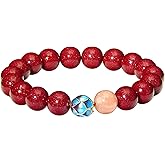 CNYTPE Feng Shui Cinnabar Bracelet for Women – Lotus-Inspired Mystical Oriental Design, Red Jade Beads Handmade with Enamel Decor, Good Luck & Protection Jewelry for Healing Meditation