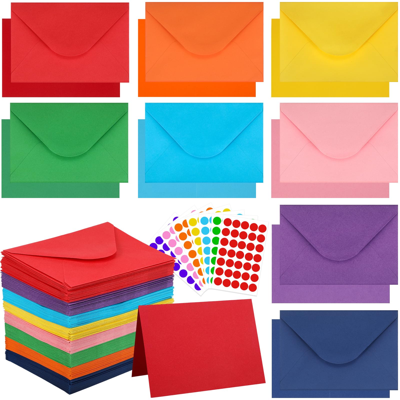 Yeaqee 200 Pack Blank Cards with Envelopes and Stickers Thank You Note ...