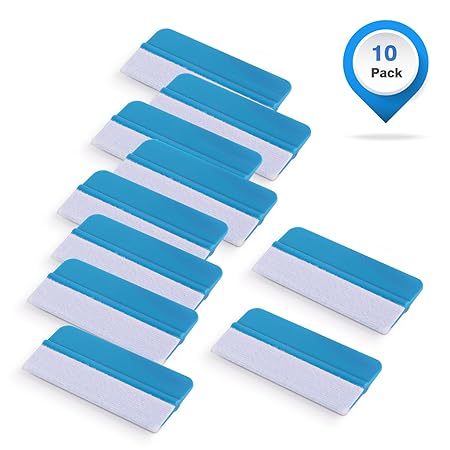 Winjun 10 Stück Blau Rakel mit Flizkante Folienrakel Filzrakel Kratzer Frei für Autofolie Lackschutzfolie Tönungsfolie Folier