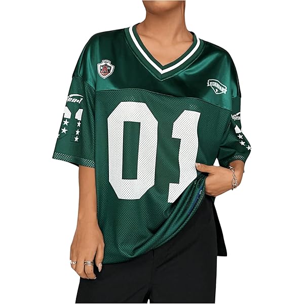 SOLY HUX Women's Plus Size Jersey Shirts Letter Graphic Sports T