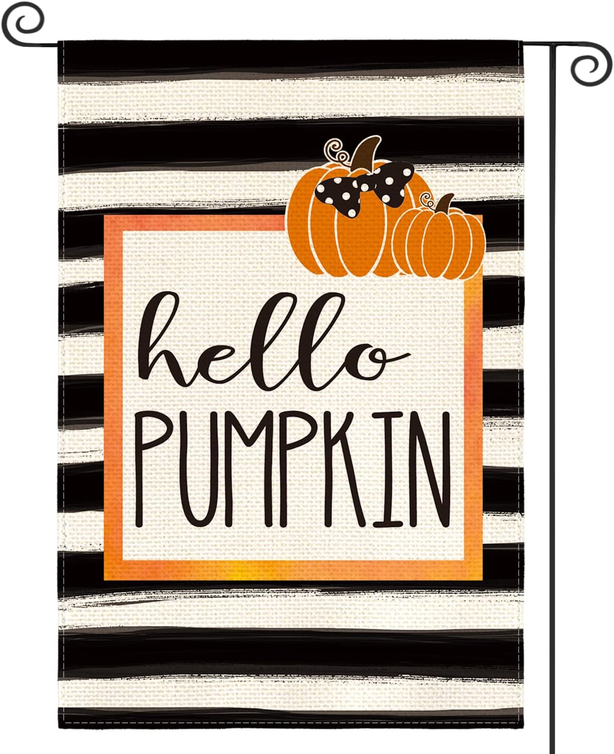 Flags - AVOIN colorlife Hello Pumpkin Fall Garden Flag 12 x 18 Inch Watercolor Stripes Double Sided, Autumn Seasonal Rustic Yard Outdoor Decoration