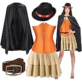 Funnysoft 5pcs women Puss Costume Cloak Hat Cat in Boots Cosplay Accessories Set Cape Belt Set Puss Cloak Halloween Costume