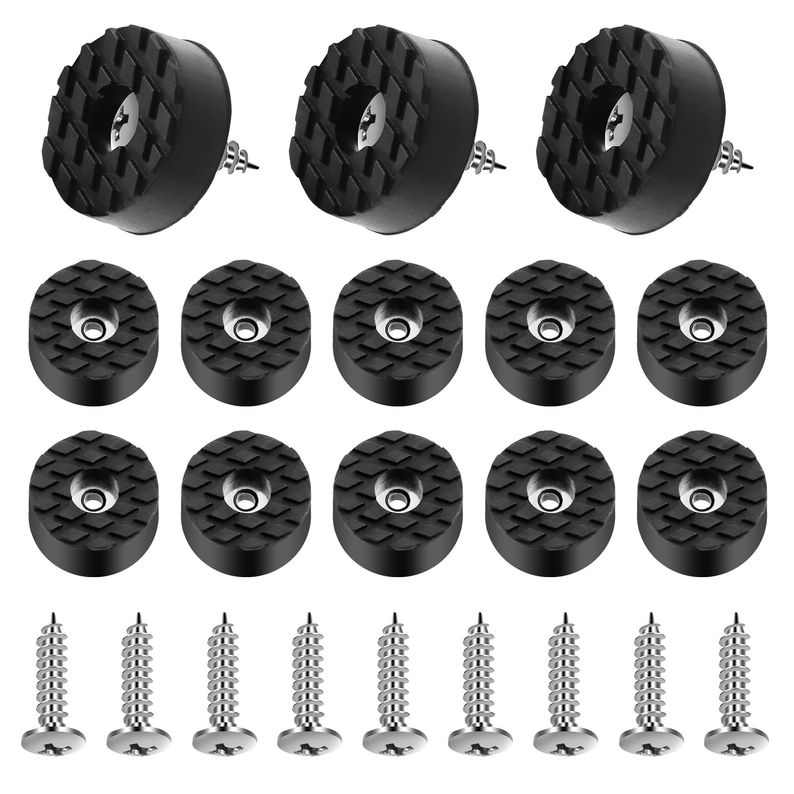 Mardatt 32Pcs 24mm/0.94” Furniture Pads with Screws, Round Screw-On Rubber Feet for Furniture, Non Slip Rubber Feet Bumpers Floor Protector for Table Desk Chair Sofa Leg
