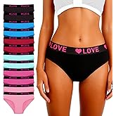 Tuvuye Women's Cotton Underwear Full Coverage Soft Landies Hipster Panties Breathable Briefs Underpants Stretch 12 Pack