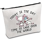 FOTAP Cartoon Characters Lover Gift Comedy Anime TV Series Makeup Bag Rat Brain Cosmetic Bag BFF Gift (THE WORLD)