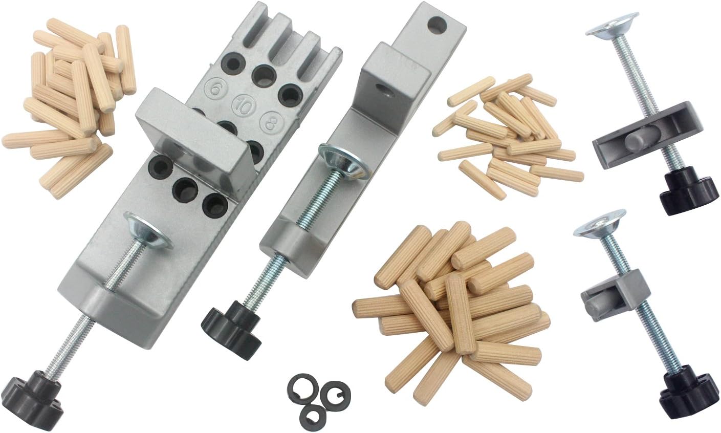 Sinocmp Universal Doweling Jig Set with 1 Aluminium Dowel Jig, 3