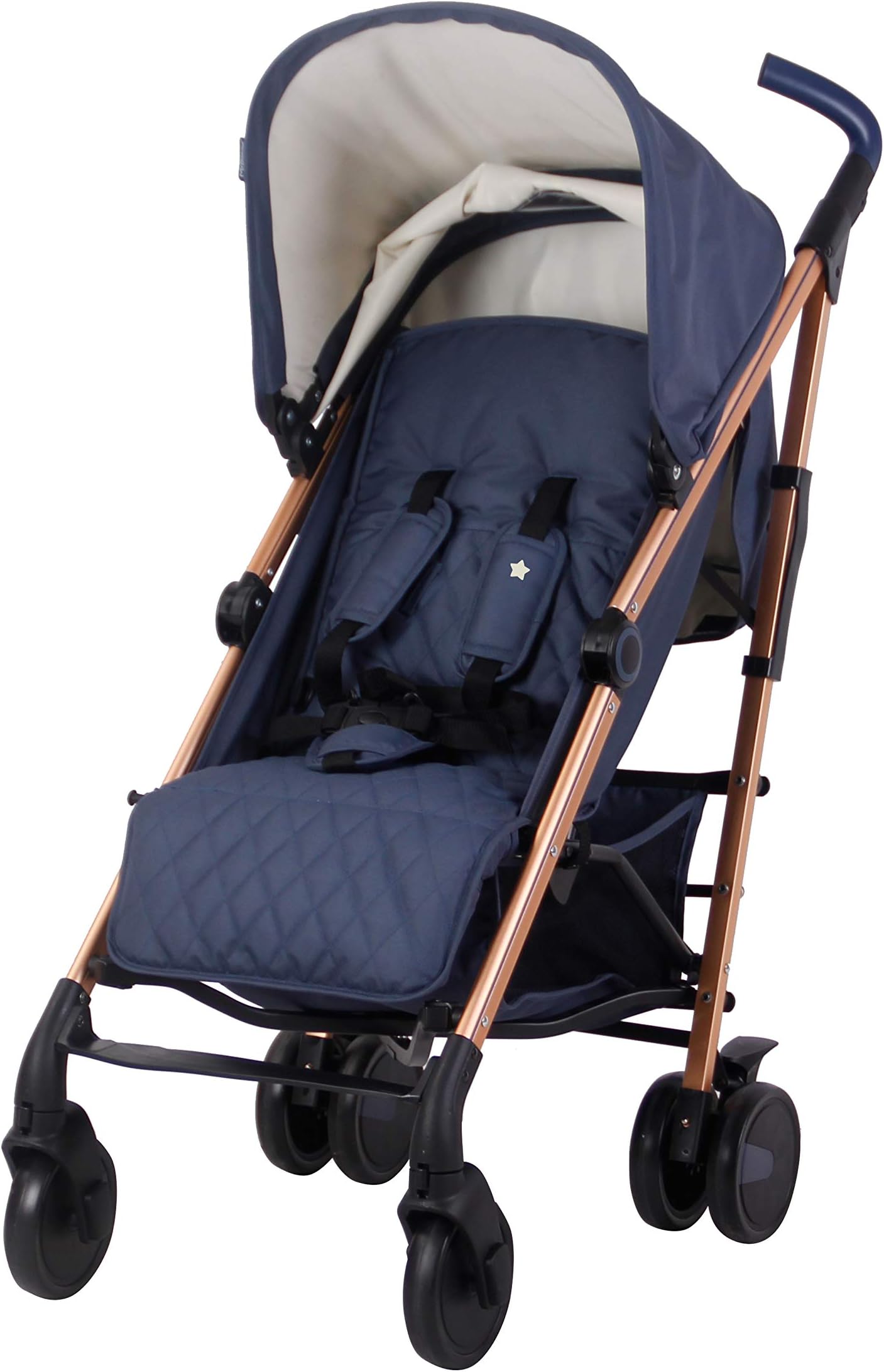 My Babiie Rose Gold and Navy Baby Stroller – Lightweight Baby Stroller with Carry Handle – Rose Gold Frame and Navy Blue Canopy – Lightweight Travel Stroller – Suitable from Birth – 33