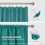 Deconovo Pencil Pleat Curtains 2 Panels Turquoise 55 x 70 Inch Blackout view 6