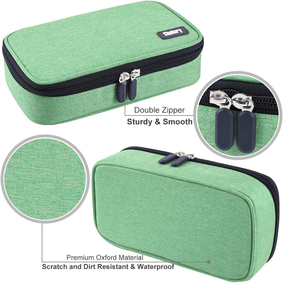 Chelory Big Pencil Case Large Capacity Pencil Bag Pouch Pen Case for Boys Girls Middle High School Students Office Stationery Desk Organizer Storage Cosmetic Makeup Bag Supplies (Green) - Image 5