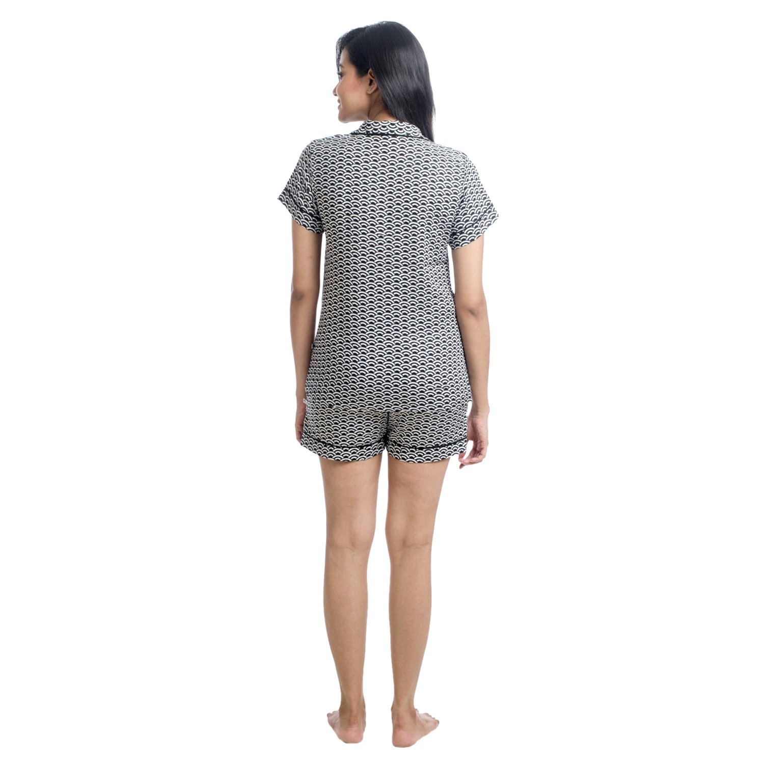 nite flite women's classic button-down shorts set