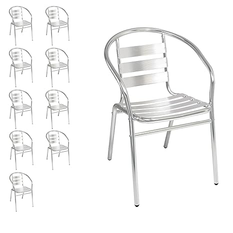 Amazon.de: 10 Stück Mojawo® stabile Aluminium Bistrostühle stapelbar