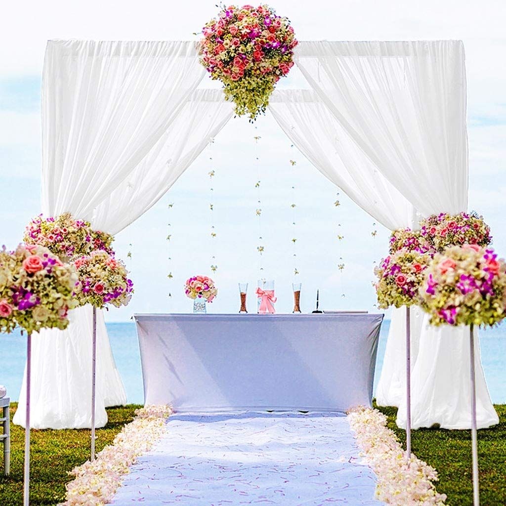 Photo 1 of (one panel) DUOBAO Chiffon Backdrop Curtain Shower Curtain White Tulle Backdrop for Wedding Sheer Curtains 