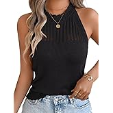 ChiaoLezhee Women's Summer Knit Tank Tops, Racerback High Neck Lightweight Sweater Vest, Dressy Casual Outfits