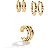 BaubleBar Huggie Earrings, Trendy Gift, Fashion Jewelry, Gold-Plated Earrings for Women, Small Hoop Huggie Earring Sets