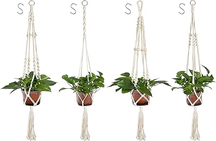 Yhmall 4 Pack Macrame Plant Hanger Indoor Outdoor With 4 Hanging Hooks 105cm Wall Hanging Planter Ceiling Plants For Flower Pot Patio Deck Ceiling Plant Holder Amazon Co Uk Garden Outdoors