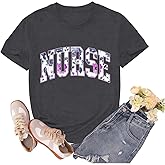 sallrue Nurse Shirt for Women School Registered Nurse Week T-Shirt Nursing Life Tees Tops