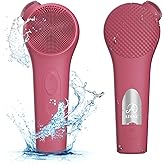 ADINC Silicone Face Scrubber, Waterproof Rechargeable Facial Cleansing Brush, 5 Cleansing Modes with Nose Brush for Women & Men Electric Facial Tool for Deep Cleaning Exfoliating, Massaging Berry