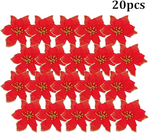 Immagini Di Stelle Natalizie.Bstub Stella Di Natale Artificiale 20 Pezzi Di Stelle Di Natale Artificiali Per Decorazione Albero Di Natale Ghirlande Ornamenti Red Amazon It Casa E Cucina