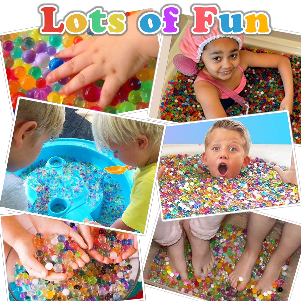 OCATO Water Beads Kits Rainbow Mix 30,000 Orbiez Beads Growing Balls, Jelly Water Gel Beads for Spa Refill, Kids Sensory Toys, Vases, Plant, Wedding and Home Décor, Updated Package with 2 Scoops