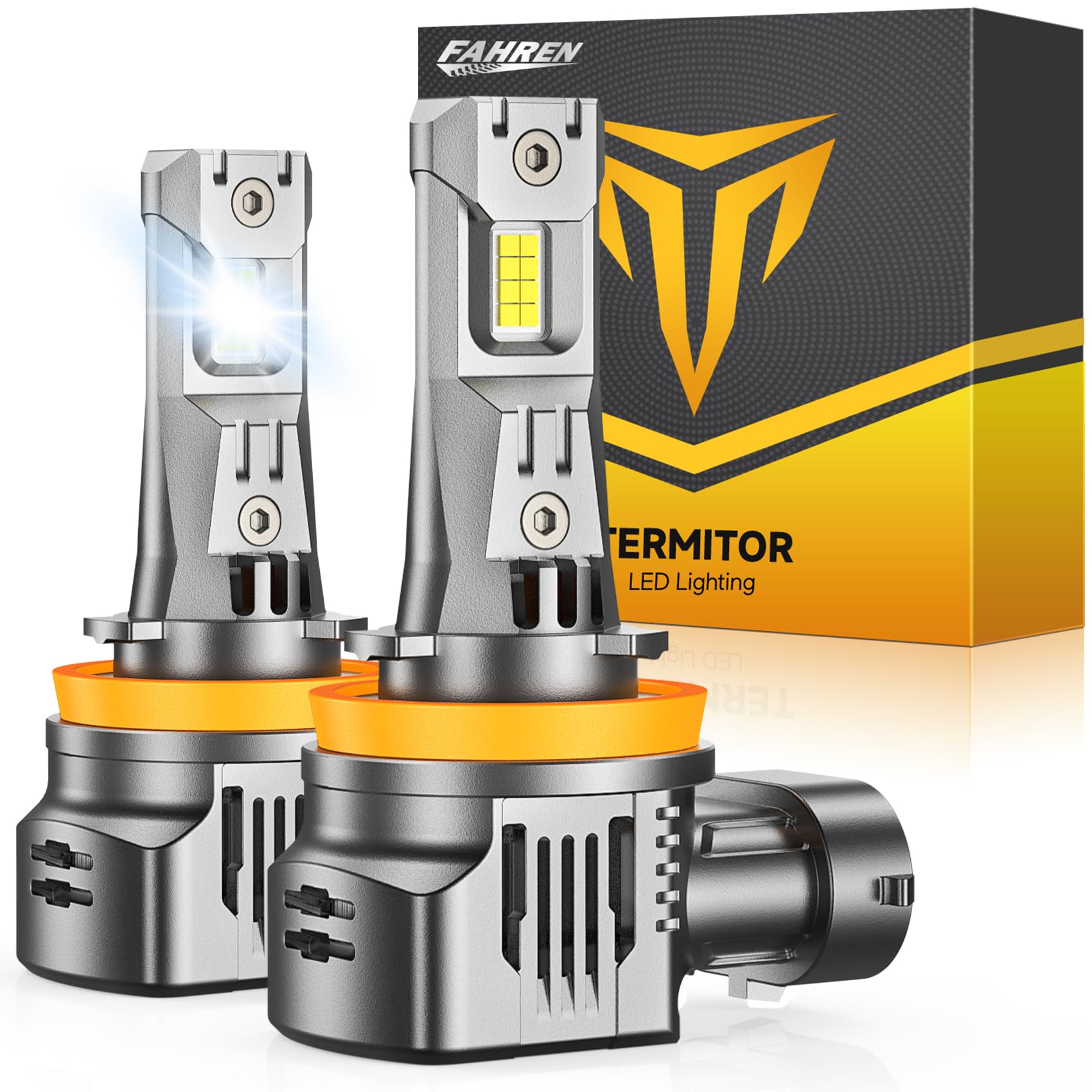 FAHREN Ultra Bright H11 Bulbs, 𝟳𝟬,𝟬𝟬𝟬𝐋𝐌 H11/H8/H9 Lights, 13X Brighter High-Focus LED,Safe Night Driving, 6500K Cool White H18 Fog Light,Low Noise, Advanced Cooling,80000Hrs Life,Pack of 2 HID Image