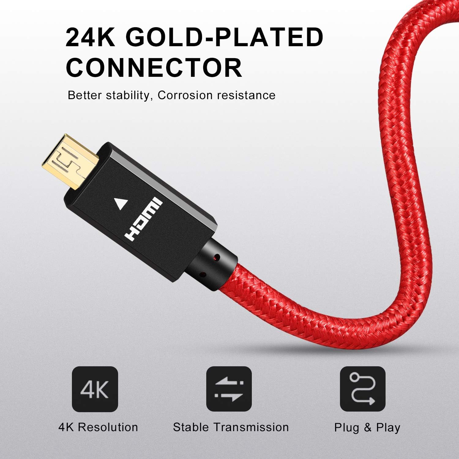 ANNNWZZD Micro HDMI to HDMI Adapter, HDMI Female to Micro Male Cable Support 1080P 3D 4K for Gopro Hero and Other Action Camera/Cam: Electronics