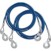 KEILEOHO 2 PCS 3/8 Inch x 13Ft Steel Winch Cable, 22046 Lbs Breaking Strength Heavy Duty Tow Cable, Steel Wire Rope with Swivel Hook and PVC Casing for Towing Truck, Wrecker, Crane, Blue
