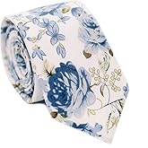 JESLANG Men's Cotton Printed Floral Tie 2.56" Skinny Narrow Necktie Various Designs