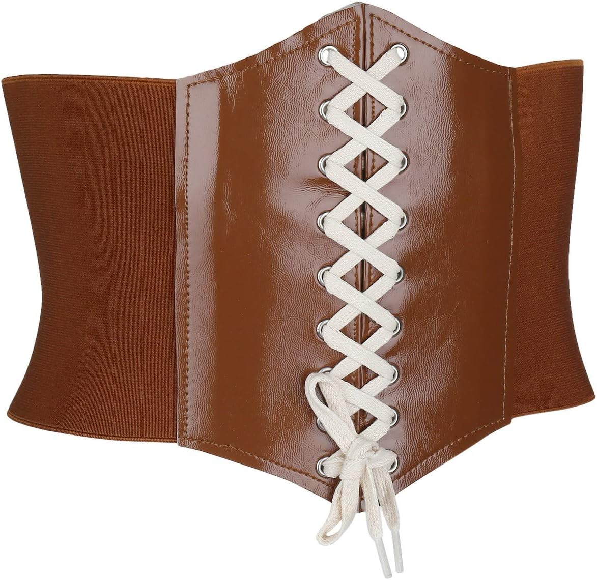 Women’s Faux Leather Waist Corset Lace-up Wide Band Belt