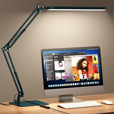 SKYLEO LED Desk Lamp with Slim Base Adjustable Swing Arm 1300LM 12W Green