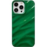 Caseative for iPhone 14 Pro Max Case, Green | Water Ripple Pattern Curly Wave Shape Soft