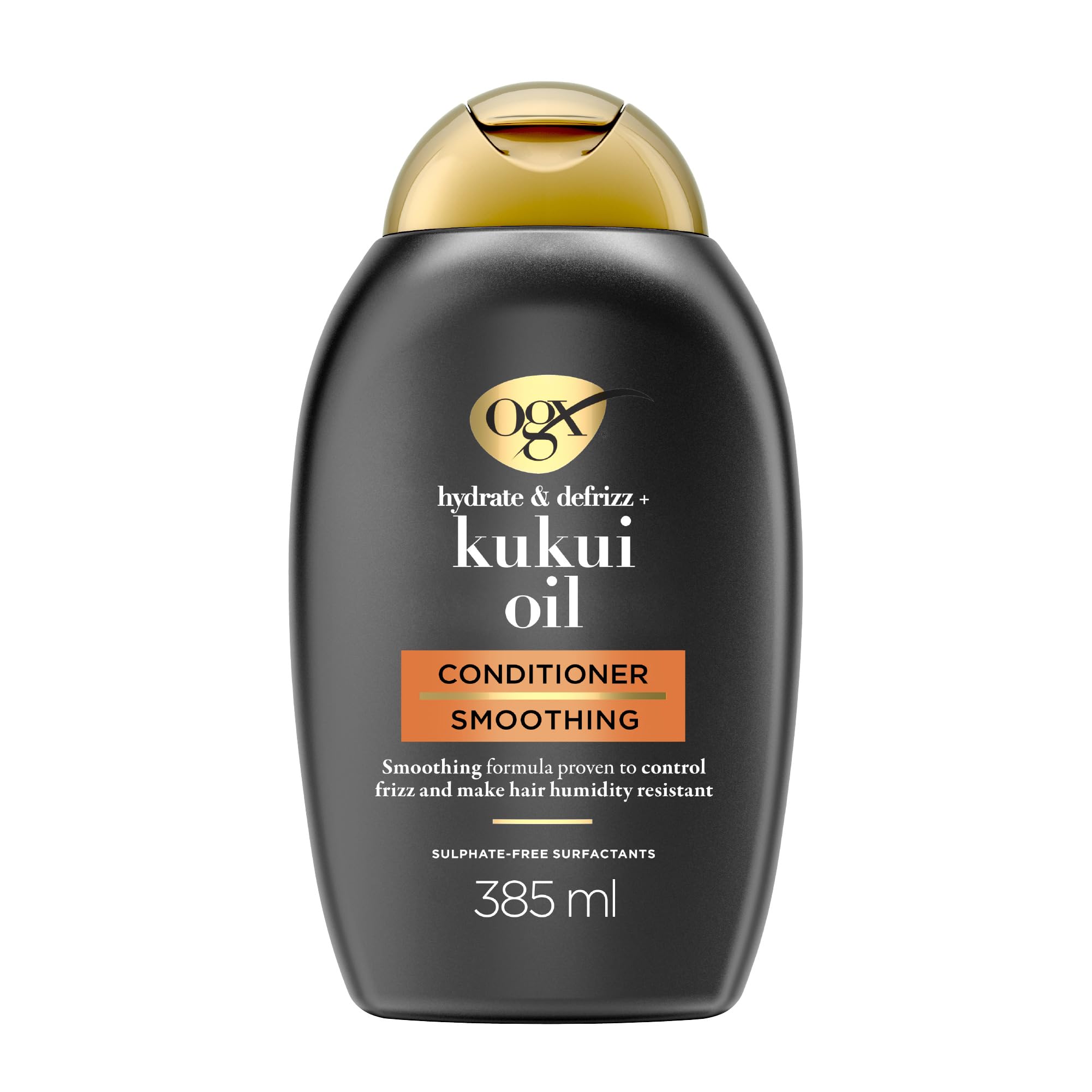 OGX Hydrate & Defrizz with Kukui Oil Conditioner, Provides Shimmering Gloss, Smooth Texture and Repels Humidity, Sulfate Free, 385ml