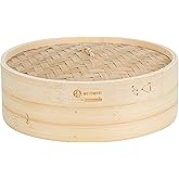 Restaurantware-Motomori 12 Inch Bamboo Steamer Set, 1 Reusable Dumpling Steamer - Includes 1 Lid And 1 Tier, Durable, Bamboo Asian Basket, For Steaming Vegetable, Meat, And More