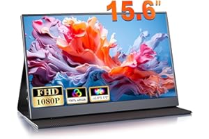 COOLHOOD Portable Monitor 15.6'', 1080P FHD Plug&Play Travel Laptop Monitor w/Smart Cover, USB-C HDR Portable Second Computer Display, Portable Game External Screen for PC Phone Mac Xbox PS4/5 Switch