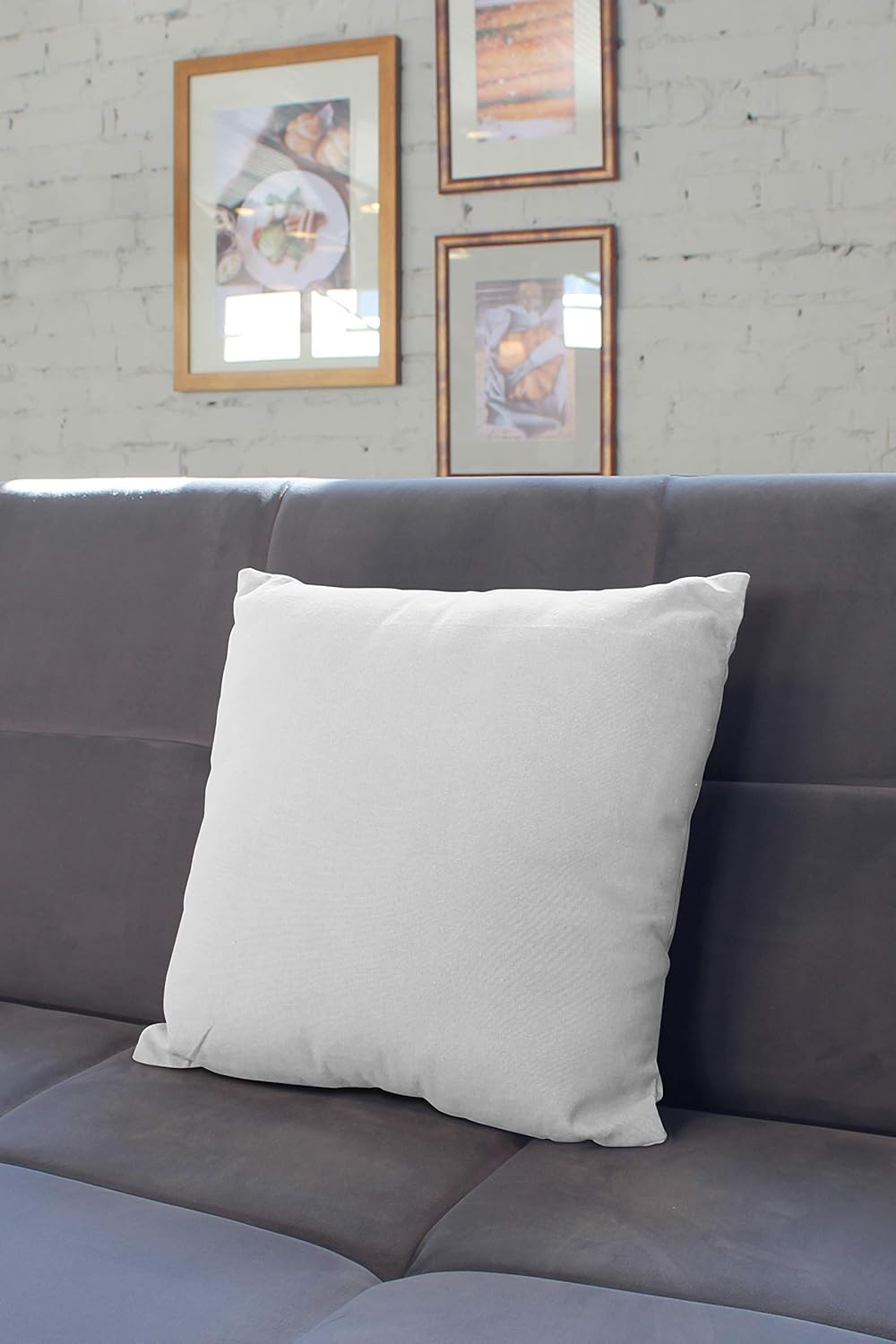 Encasa Homes Throw Pillow Cover 2pc Set - White - 20 x 20 inch Solid Dyed Cotton Canvas Square Accent Decorative Cushion Case for Couch Sofa Chair Bed & Home: Home & Kitchen