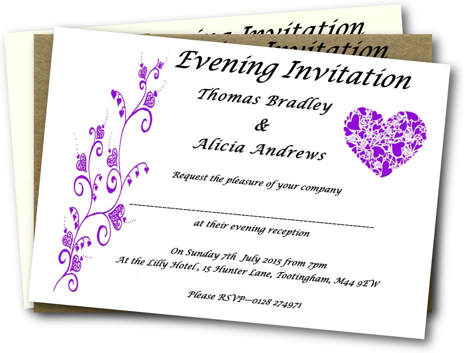 Personalised Handmade Postcard Style Wedding/Evening Invitations with envelopes. (1)