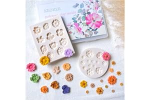 KEOKER Polymer Clay Flower Molds - 2 Pcs Molds for Jewelry Making, Clay Cutters for Earrings Decoration (Medium Flower)