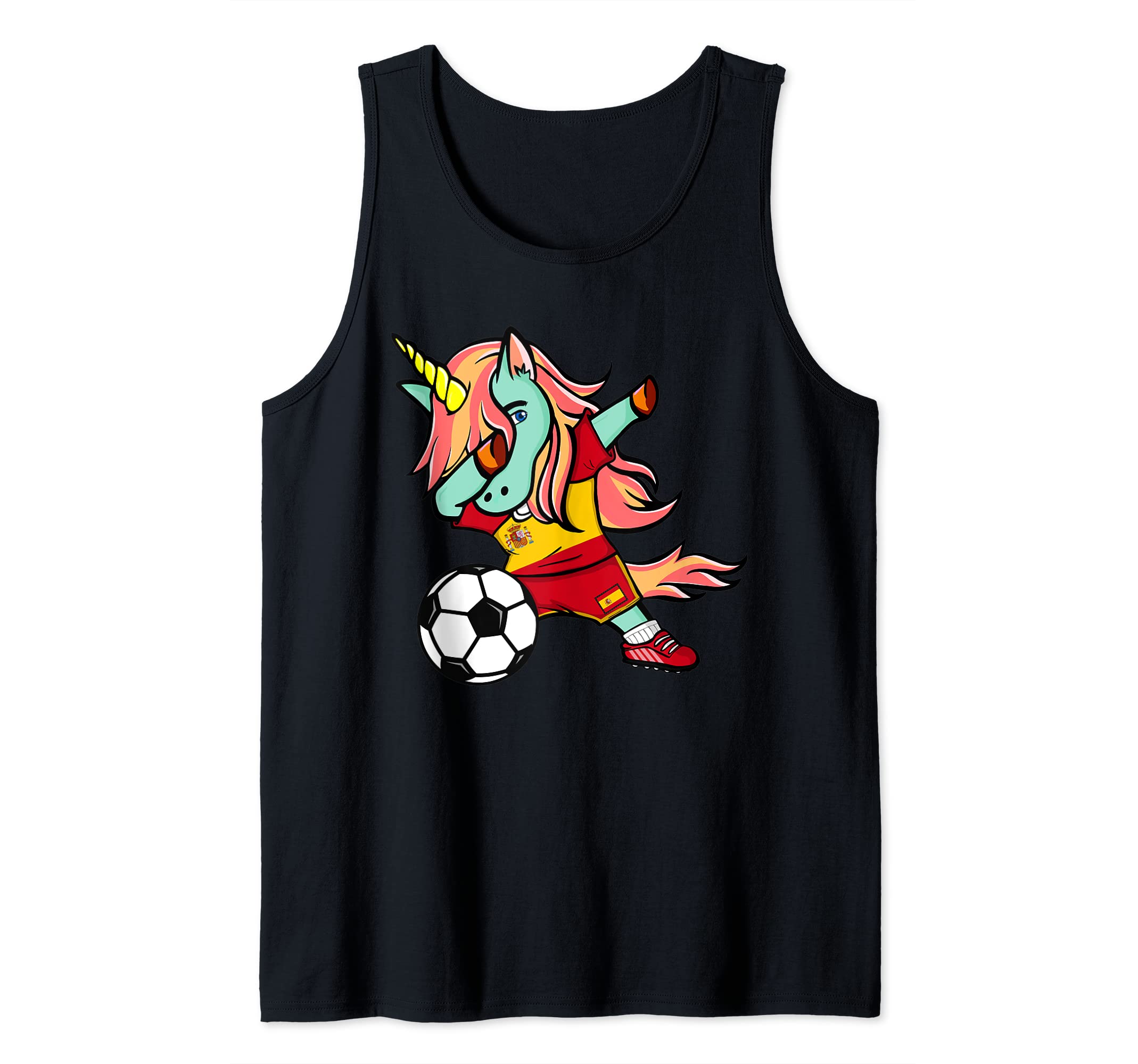 Dabbing Unicorn Spain Football Fans Jersey Spanish Soccer Tank Top
