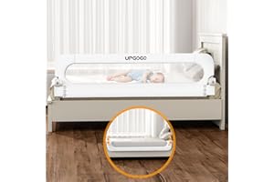 UPGOGO Folding Bed Rail for Toddlers,Safety Baby Bed Rail Guard,Kid Bed Rail with Reinforced Anchor Safety System,Bed Rail for Baby Fit Bunk,Full Size,Queen,King,Twin(White,71"x23.6")