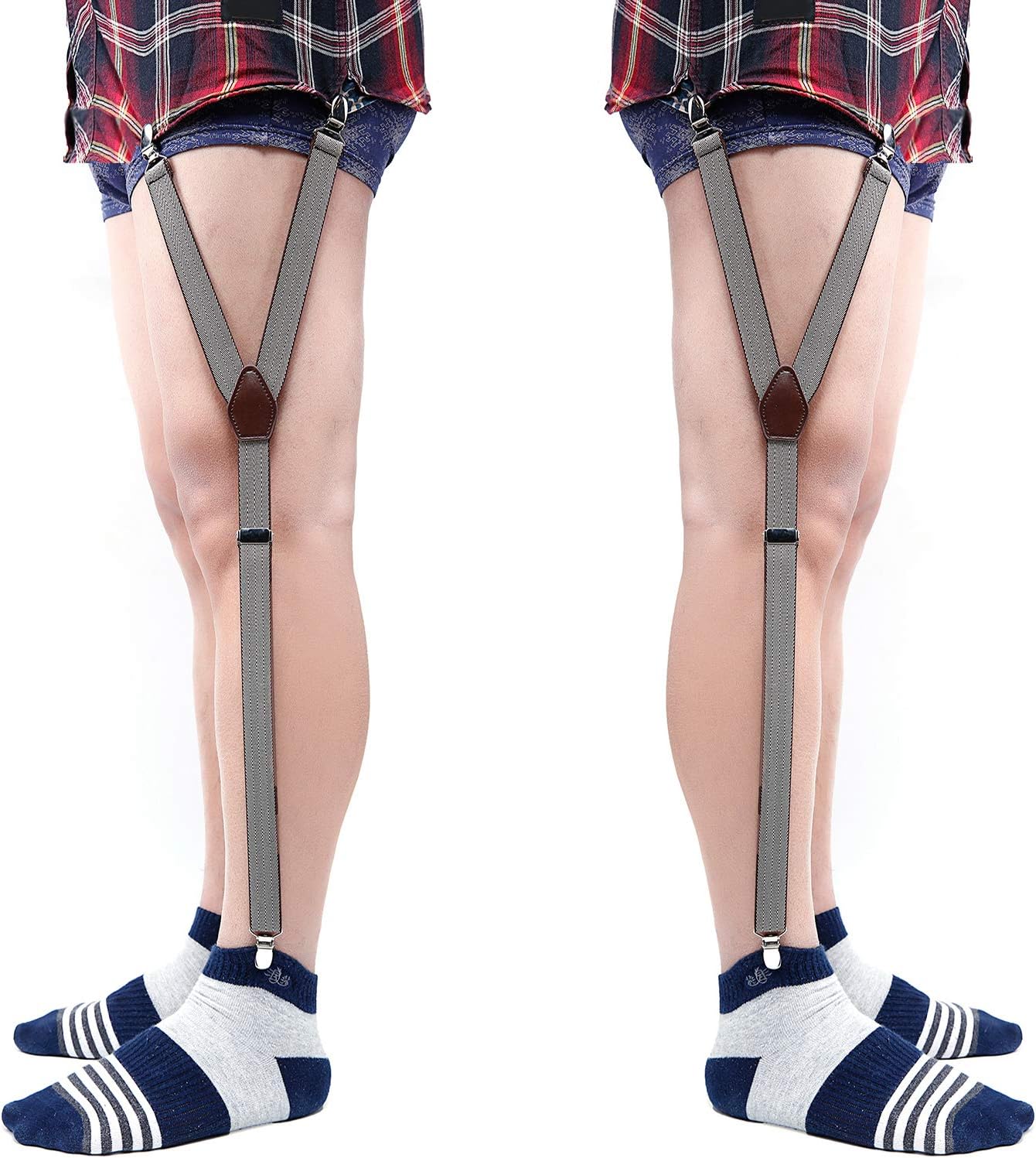 Men Shirt Stays Adjustable Elastic Mens Garter Straps Sock Non-slip Clamps for Military Police