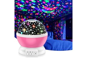DEVRNEZ Kids Star Night Light Projector 360 Degree Rotating Moon Star Nightlight for 2-12 Year Old Baby Girls&Boys Gifts Night Lights for Nursery Children Room|Party|Birthday Gift Decor Toys (Pink)