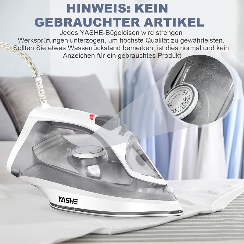 2300W Dampfbügeleisen mit Schnell Aufheizender Antihaft Bügelsohle, 300ml Wassertank, Konstante Dampfleistung 25 g/min, Dampfstoß 150 g/min, Selbstreinigung, Anti-Kalk & Tropf-Stopp-Funktion