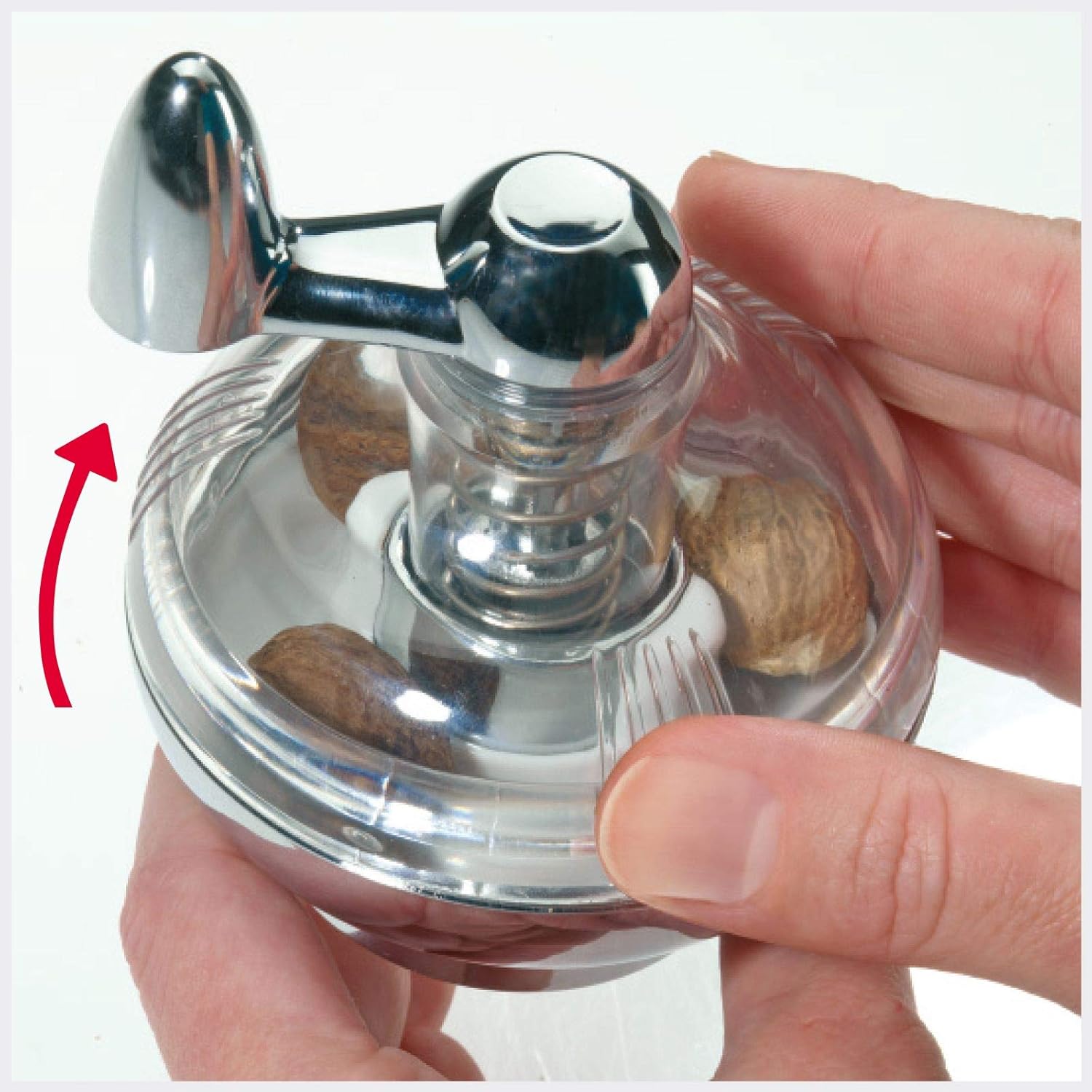 Westmark Nutmeg Grinder, With Storage Area, Plastic/Stainless Steel, Silver/Transparent