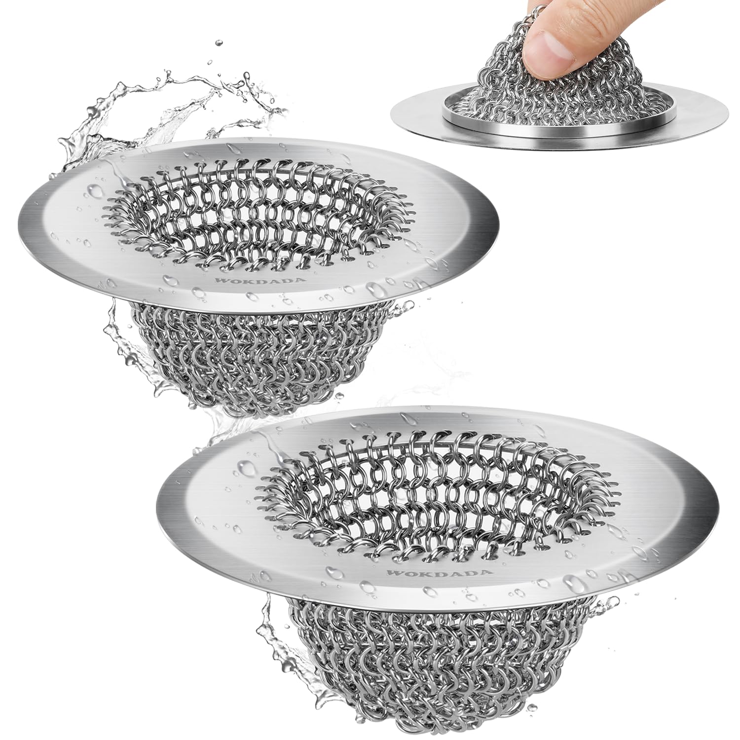 Photo 1 of 2Pack - Revolutionary Kitchen Sink Drain Strainer, Patented Reversible Kitchen Sink Strainer, 304 Stainless Steel Sink Strainer Basket, Anti-Clogging & Handmade, Fit US Standard 3-1/2'' Sink Hole