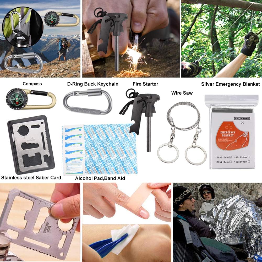 EMDMAK Survival Kit Outdoor Emergency Gear Kit for Camping Hiking Travelling or Adventures : Sports & Outdoors
