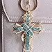 Bolbove Blessed & Holy Cross Keychain Keyring Crystal Rhinestones Purse Pendant Handbag Charm (Blue)